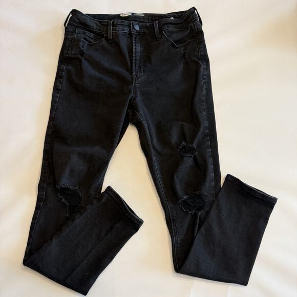 Old Navy Pants - Old Navy Rockstar Super-Skinny Jeans Women’s 10 Black Ripped Distressed (A0129)